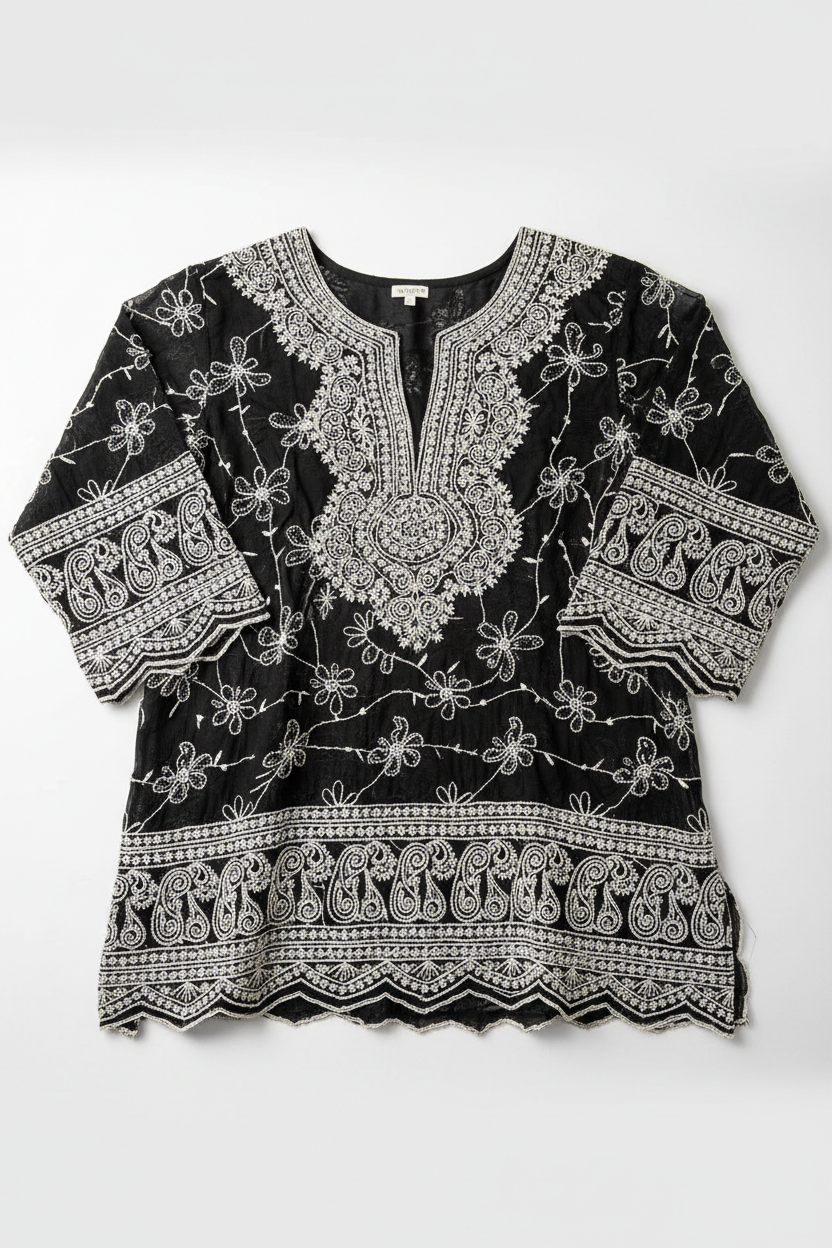 Chikankari Top - Black