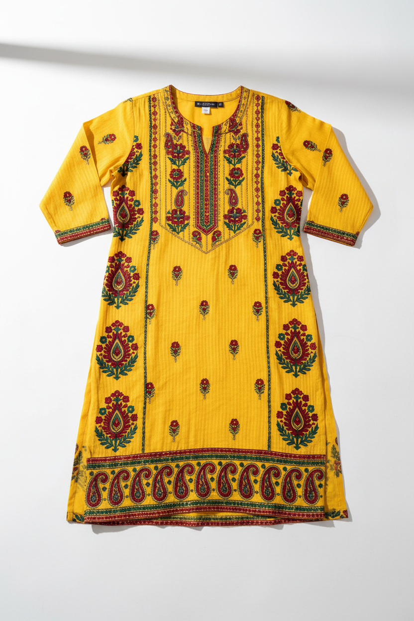 Cotton Kurti - Yellow