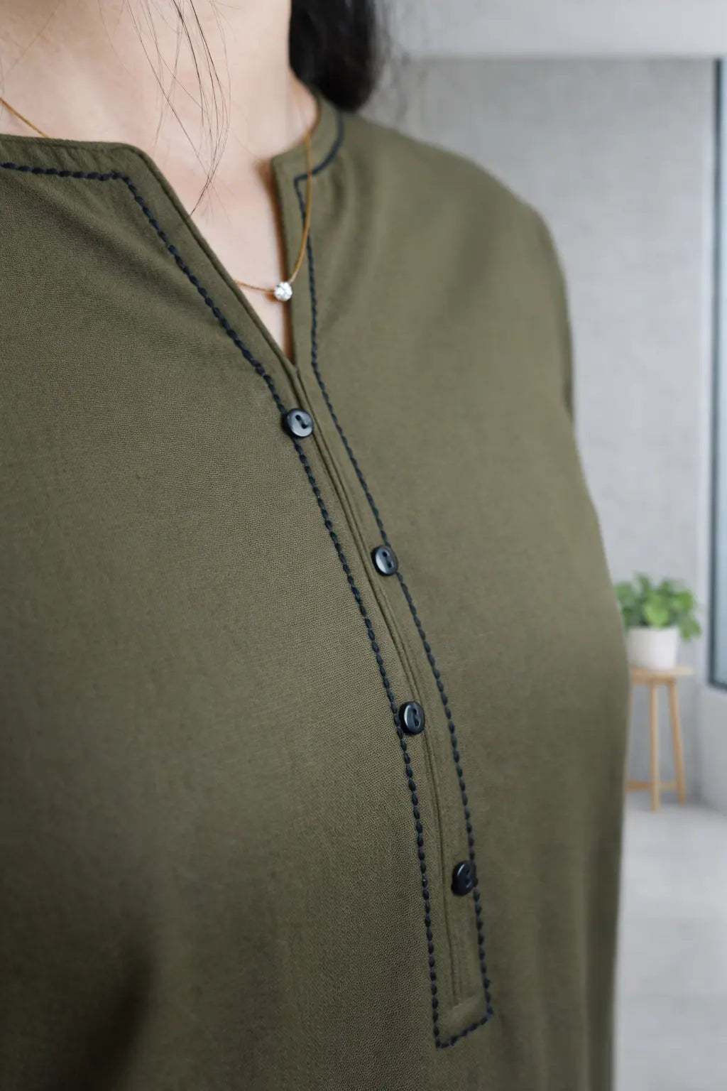 Olive Green Solid Kurta Set