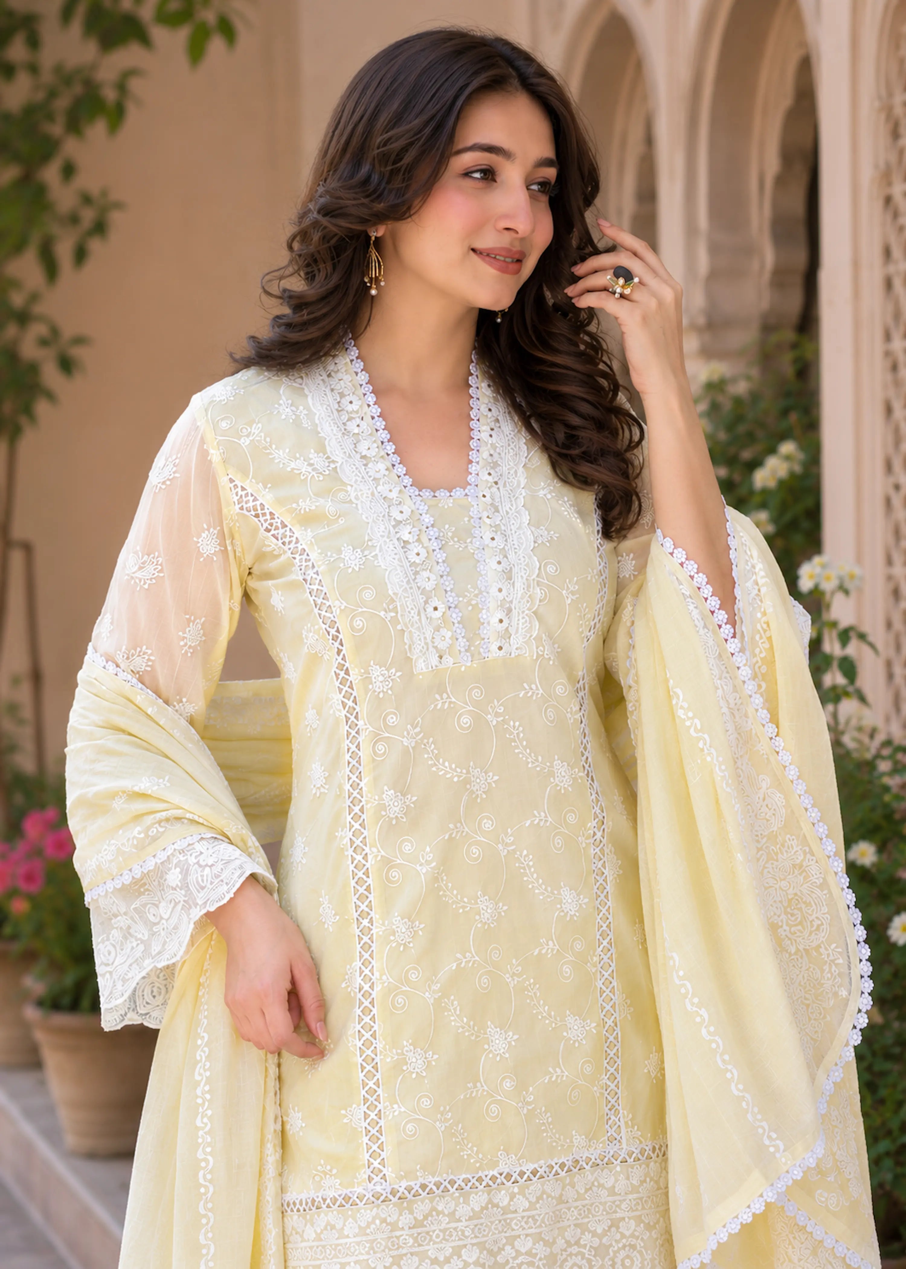 Pastel Yellow Embroidered Premium Lawn 3-Piece Suit Set