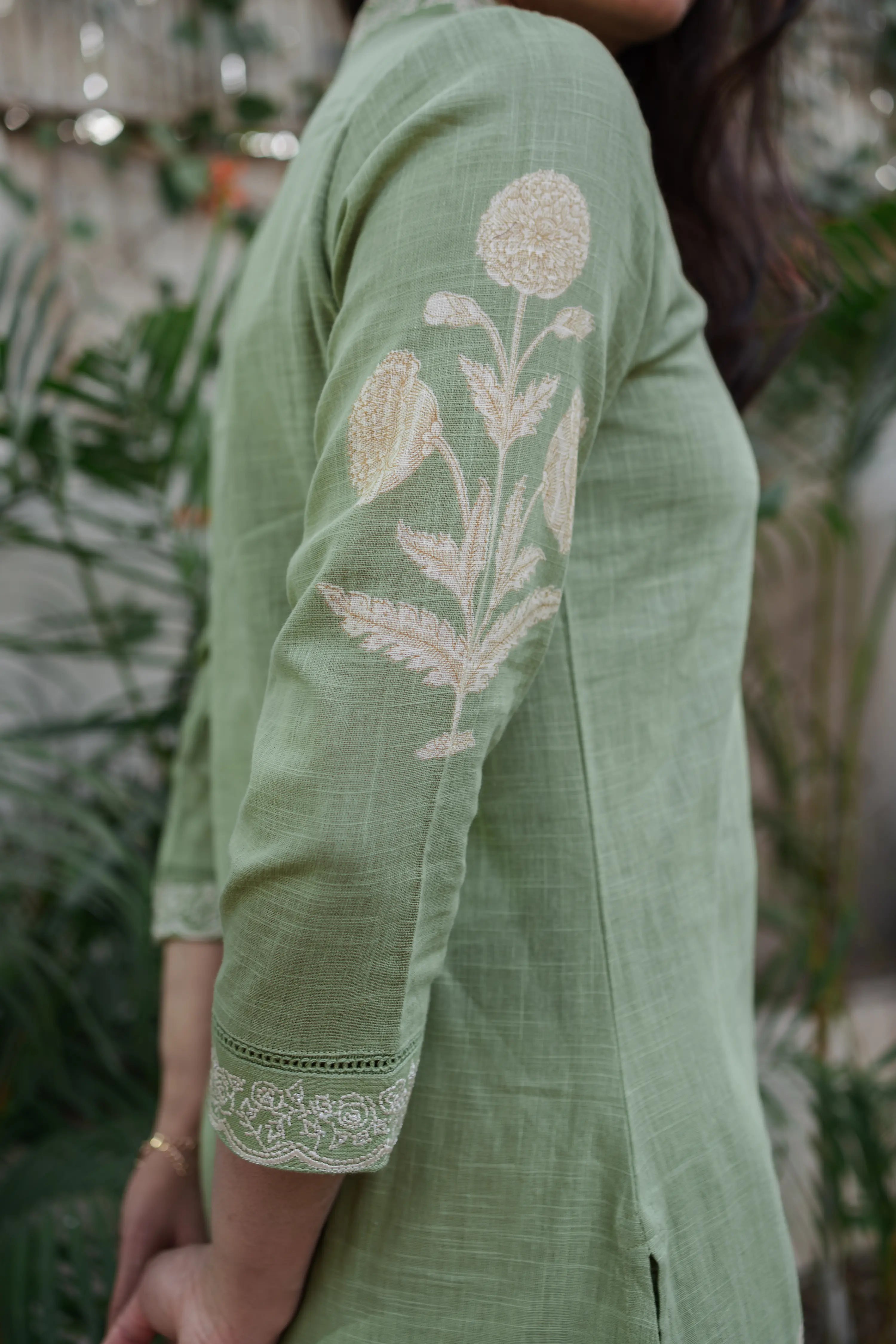 Women Sage Green Printed Kurta Set with Dupatta – 3 Piece Ethnic Suit
