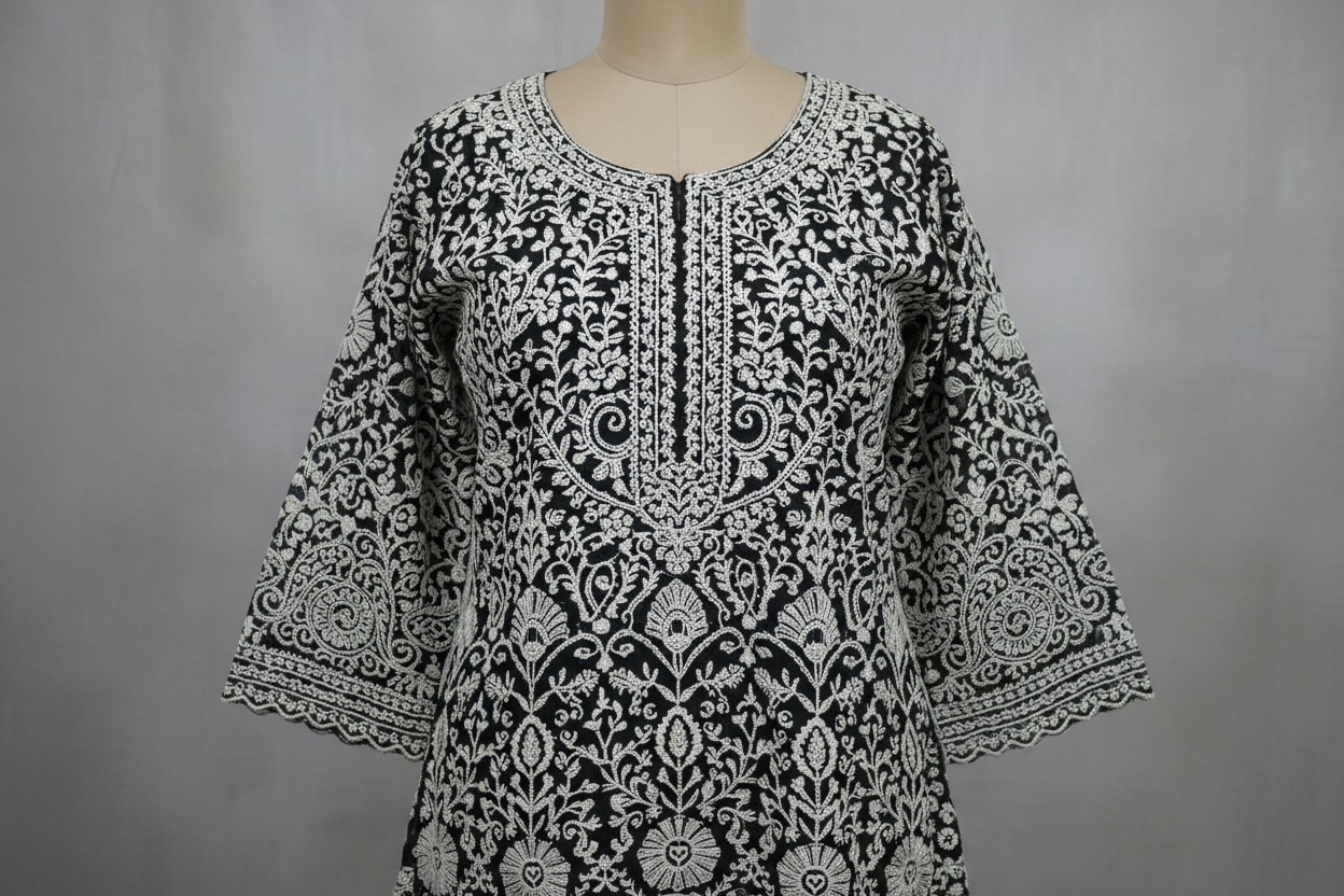 Chikankari Top - Black