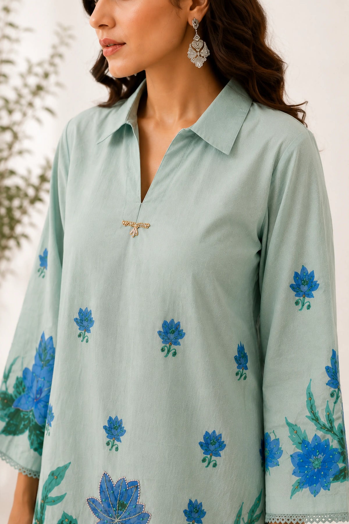 Women’s Mint Green Floral Printed Co-Ord Set