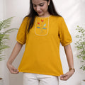 Mustard Yellow Floral Embroidered Casual Top