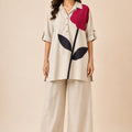 Beige Abstract Floral Premium Cotton Co-Ord Set