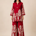 Red Ethnic Printed Premium Cotton Co-Ord Set
