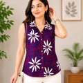 Women’s Navy Floral Sleeveless Casual Top