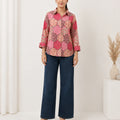 Women's Pink Geometric  Printed Cotton Shirt