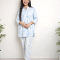 Sky Blue Floral Printed Women Co-Ord Set